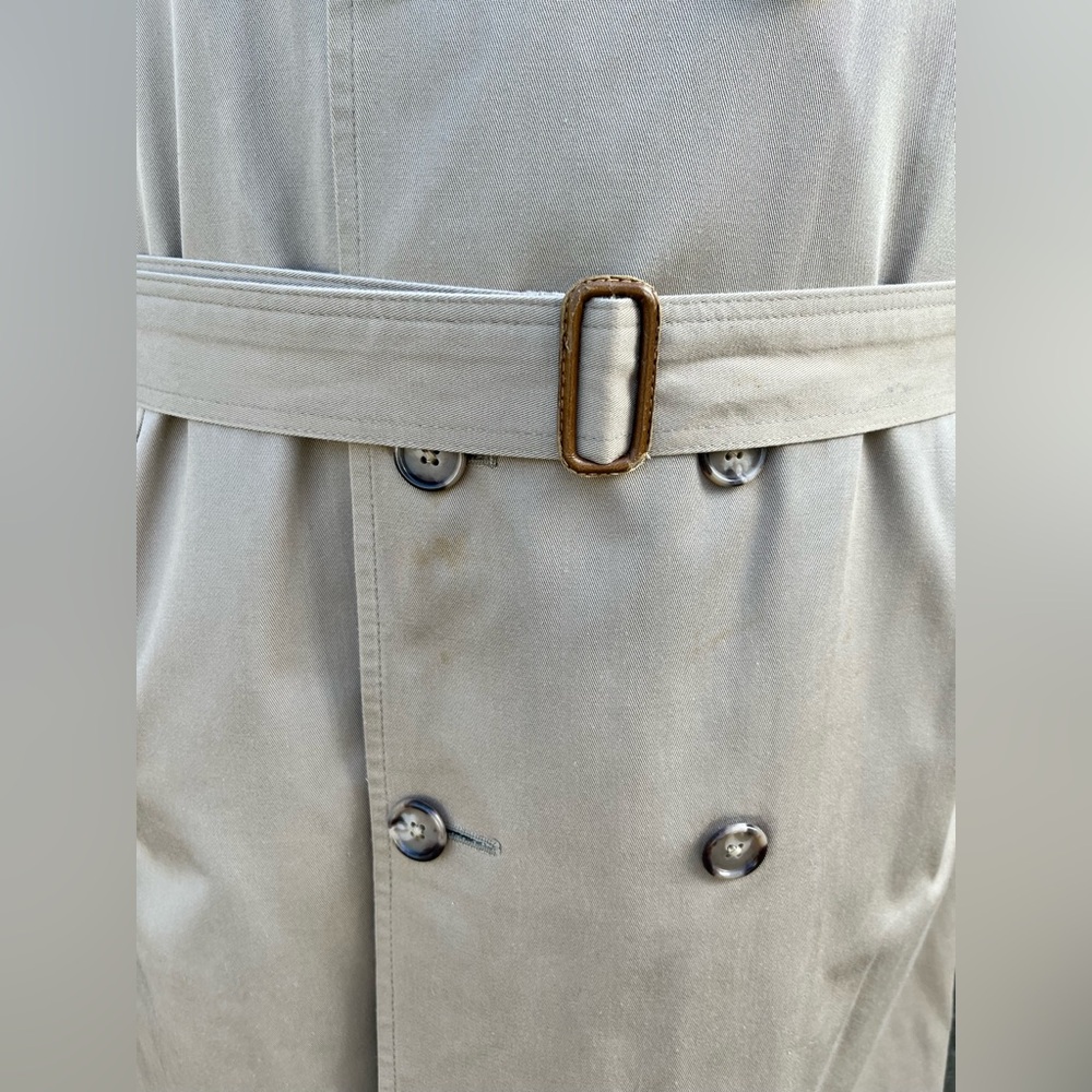 Vintage Christian Dior Long Double Breasted Light tan Trench Coat 44R - Picture 3 of 11